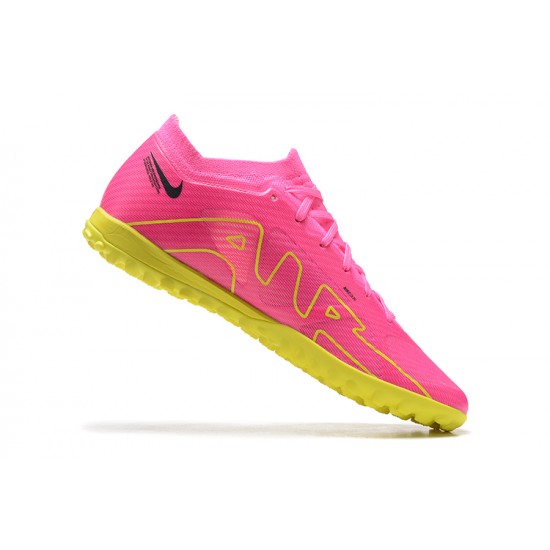 Nike Vapor 15 Academy TF Pink Yellow For Men Low-top Soccer Cleats 