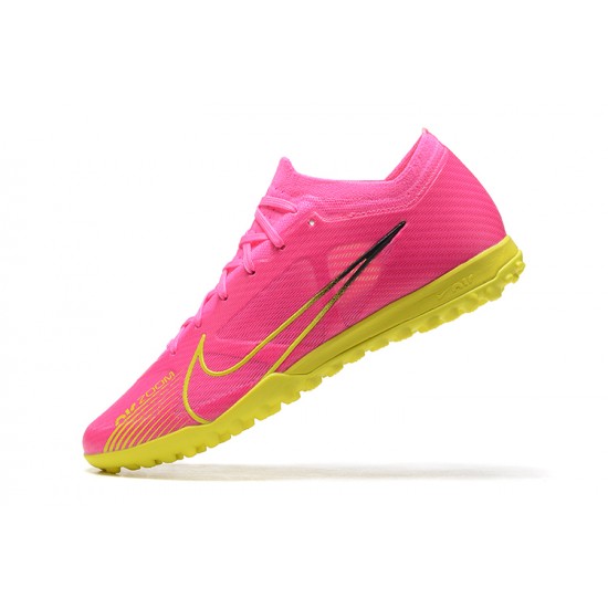 Nike Vapor 15 Academy TF Pink Yellow For Men Low-top Soccer Cleats 