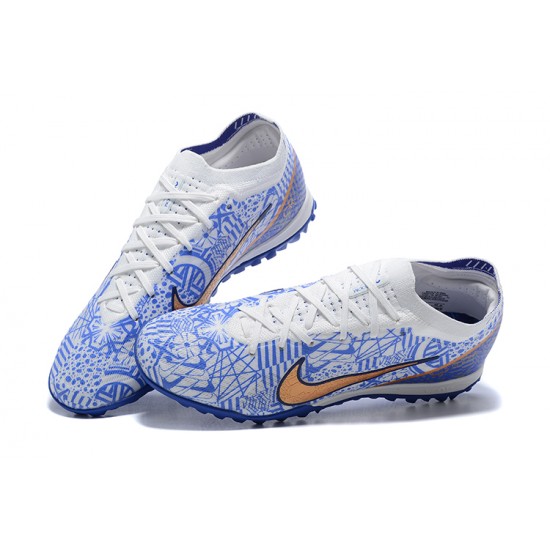 Nike Vapor 15 Academy TF White Blue Gold For Men Low-top Soccer Cleats 