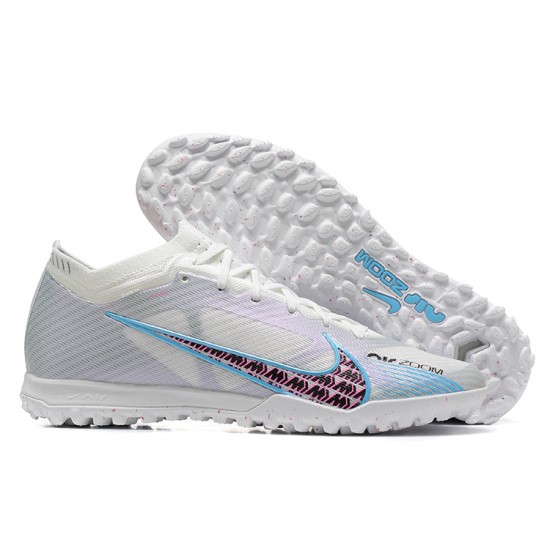 Nike Vapor 15 Academy TF White Pink Blue For Men Low-top Soccer Cleats 