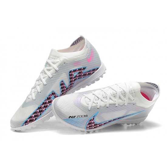 Nike Vapor 15 Academy TF White Pink Blue For Men Low-top Soccer Cleats 