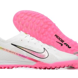 Nike Vapor 15 Academy TF White Pink Yellow For Men Low-top Soccer Cleats 