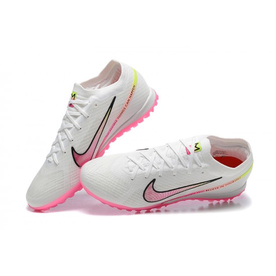 Nike Vapor 15 Academy TF White Pink Yellow For Men Low-top Soccer Cleats