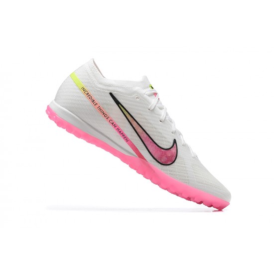 Nike Vapor 15 Academy TF White Pink Yellow For Men Low-top Soccer Cleats