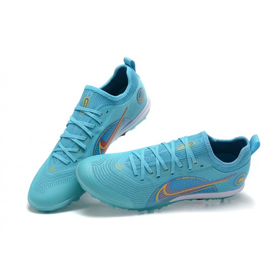 Nike Zoom Vapor 14 5 Pro TF LightBlue Orange White Low-top For Men Soccer Cleats