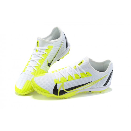 Nike Zoom Vapor 14 Pro TF White LightYellow Black Low-top For Men Soccer Cleats 