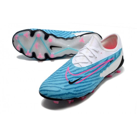 Nike Phantom GX Academy FG White Blue Pink Low-top Footballboots For Men