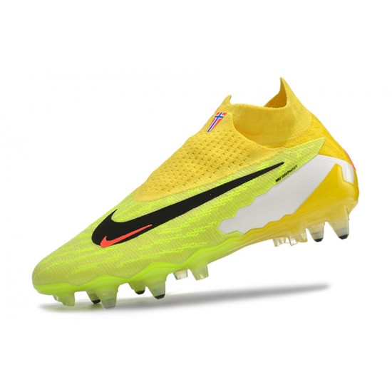 Nike Phantom- GX Elite DF Link SG Anti Clog Yelloe Green Blank High-top Footballboots For Men