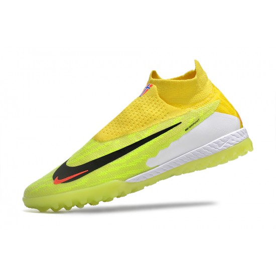 Nike Phantom GX Elite DF Link TF Yellow Green Black HIge-top Footballboots For Men