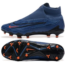 Nike Phantom GX Elite FG High Top Soccer Cleats Deep Blue Black Orange For Men 