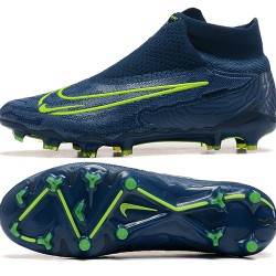 Nike Phantom GX Elite FG High Top Soccer Cleats Deep Blue Yellow Green For Men 