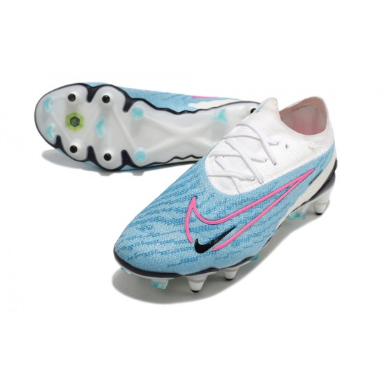 Nike Phantom GX Elite Link PRO SG Anti Clog Blue White Pink Low-top Footballboots For Men