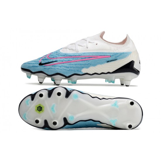 Nike Phantom GX Elite Link PRO SG Anti Clog Blue White Pink Low-top Footballboots For Men