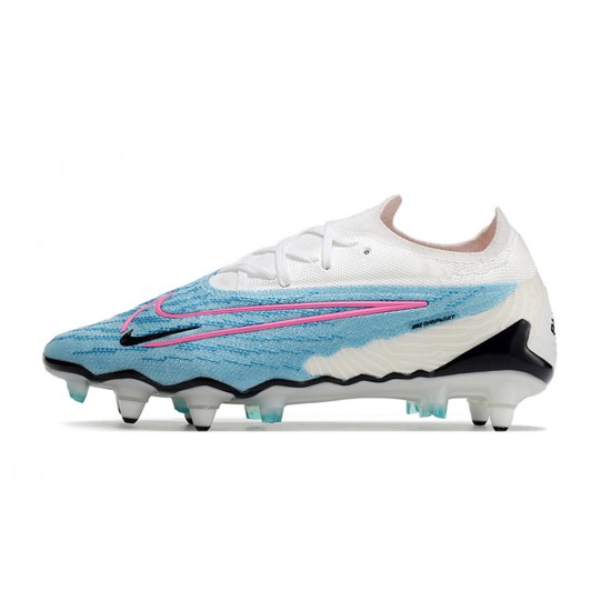 Nike Phantom GX Elite Link PRO SG Anti Clog Blue White Pink Low-top Footballboots For Men