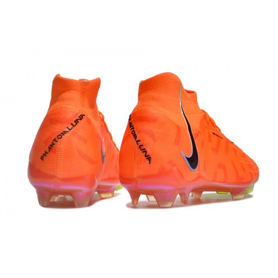 Nike Phantom Luna Elite NU FG Green Orange Black High-top Footballboots For Men