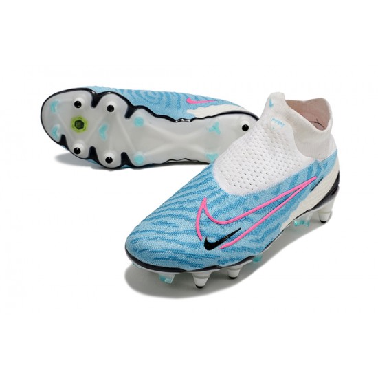 Nike Phantom- GX Elite DF Link SG Anti Clog White Blue Pink Black High-top Footballboots For Men