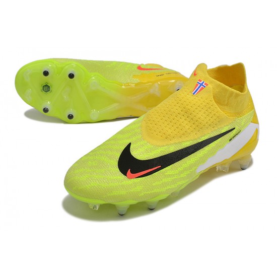 Nike Phantom- GX Elite DF Link SG Anti Clog Yelloe Green Blank High-top Footballboots For Men