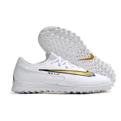 Nike React Phantom GX Pro TF White Black Gold Low-top Footballboots For Men 