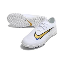 Nike React Phantom GX Pro TF White Black Gold Low-top Footballboots For Men 