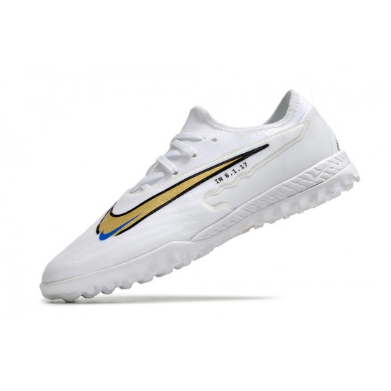 Nike React Phantom GX Pro TF White Black Gold Low-top Footballboots For Men