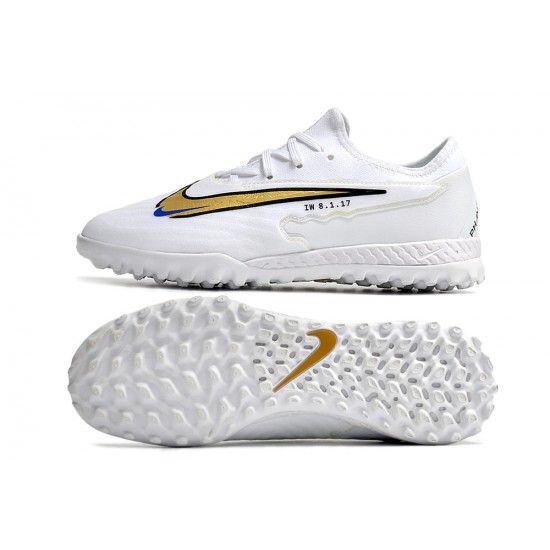 Nike React Phantom GX Pro TF White Black Gold Low-top Footballboots For Men