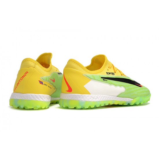 Nike React Phantom GX Pro TF Yellow Green Red Low-top Footballboots For Men