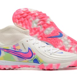 Nike Phantom Luna Elite TF High Top Pink White Blue Soccer Cleats For Men 