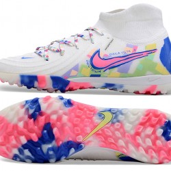 Nike Phantom Luna Elite TF High Top Soccer Cleats White Blue Pink For Men And Women 