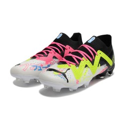 Puma Future Ultimate FG Low-Top Black Yellow White For Women And Men Soccer Cleats 
