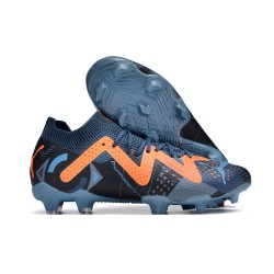 Puma Future Ultimate FG Low-Top Dark Blue Orange For Women And Men Soccer Cleats 