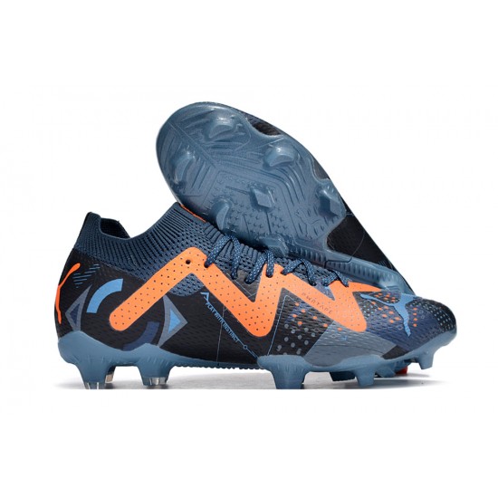 Puma Future Ultimate FG Low-Top Dark Blue Orange For Women And Men Soccer Cleats