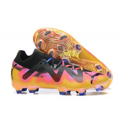 Puma Future Ultimate FG Low-Top Gold Black Pink For Men Soccer Cleats 