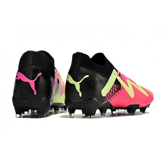 Puma Future Ultimate FG Low-Top Green Black Pink For Women And Men Soccer Cleats