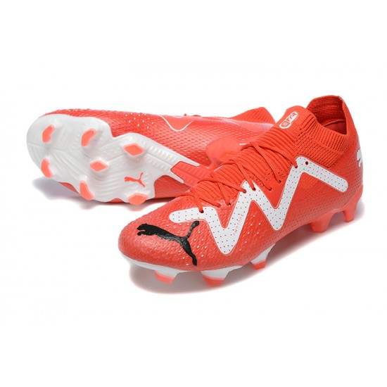 Puma Future Ultimate FG Low-Top Red White For Men Soccer Cleats