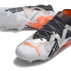 Puma Future Ultimate FG Low-Top White Black Orange For Women And Men Soccer Cleats 