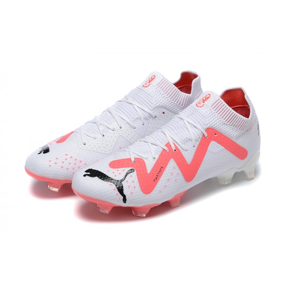 Puma Future Ultimate FG Low-Top White Black Purple For Women And Men Soccer Cleats