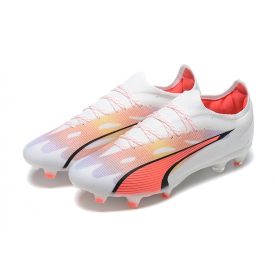 Puma Future Ultimate FG Low-Top White Pink For Men Soccer Cleats