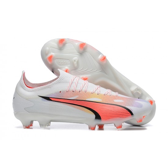 Puma Future Ultimate FG Low-Top White Pink For Men Soccer Cleats