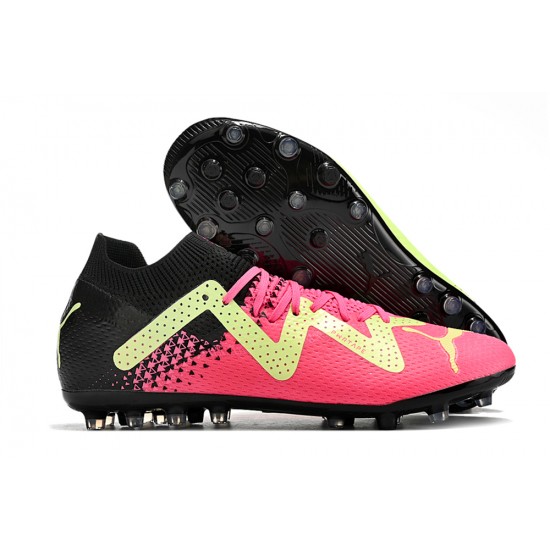 Puma Future Ultimate MG Low-Top Black Pink Green For Women And Men Soccer Cleats