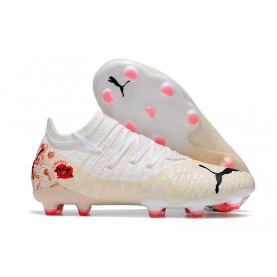 Puma Future Z 1.3 Instinct FG Low-Top Beige Pink White For Women And Men Soccer Cleats