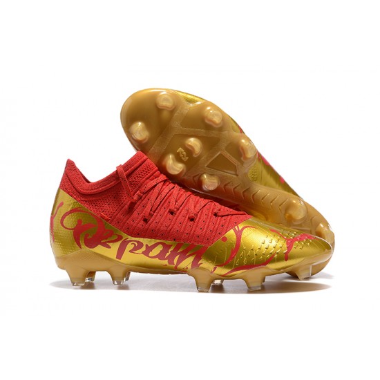 Puma Future Z 1.3 Instinct FG Low-Top Red Gold For Men Soccer Cleats