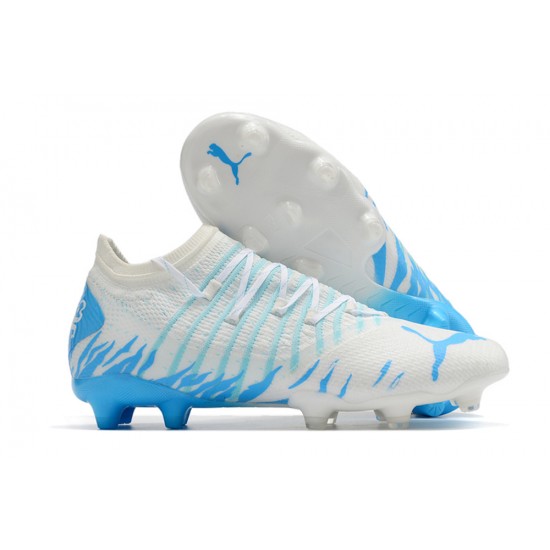 Puma Future Z 1.3 Instinct FG Low-Top White Blue For Women And Men Soccer Cleats