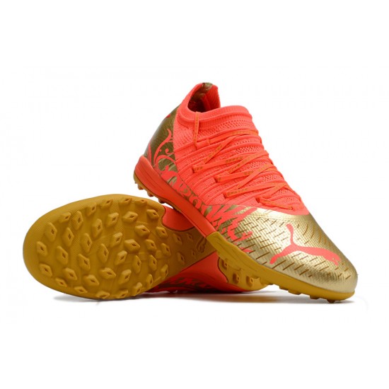 Puma Future Z 1.3 Instinct TF Low-Top Red Gold For Men Soccer Cleats 