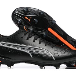 Puma King Ultimate Icon MG Low-Top Black Orange For Men Soccer Cleats 