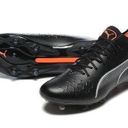 Puma King Ultimate Icon MG Low-Top Black Orange For Men Soccer Cleats 