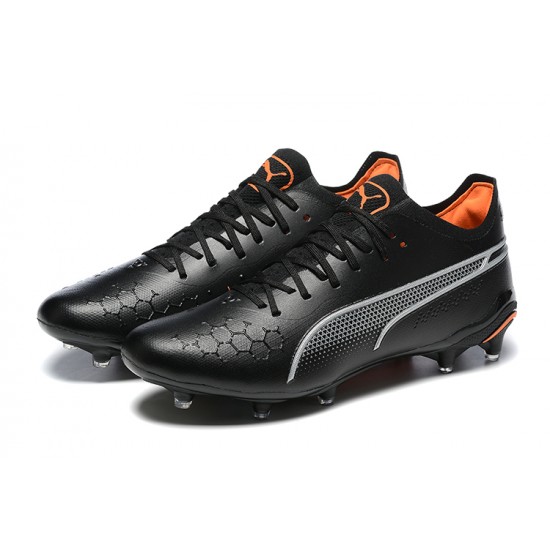 Puma King Ultimate Icon MG Low-Top Black Orange For Men Soccer Cleats