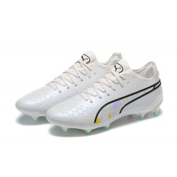 Puma King Ultimate Icon MG Low-Top White Black Pink For Men Soccer Cleats 