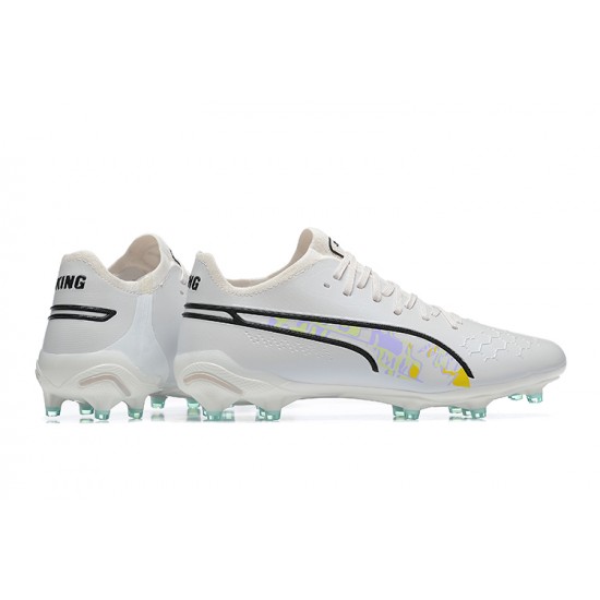 Puma King Ultimate Icon MG Low-Top White Black Pink For Men Soccer Cleats