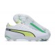 Puma King Ultimate Icon MG Low-Top White Green Yellow For Men Soccer Cleats 