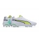 Puma King Ultimate Icon MG Low-Top White Green Yellow For Men Soccer Cleats